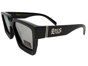 Classic Hardcore Biker Gangster Style LOCS SUNGLASSES Black Frame - Silver Lens 91209