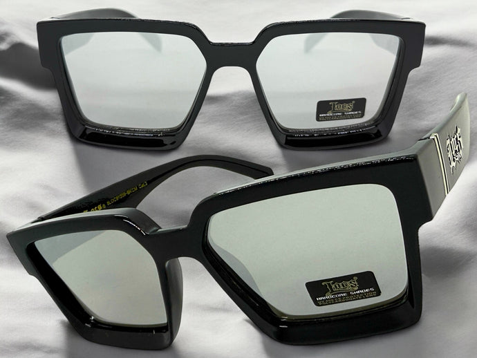 Classic Hardcore Biker Gangster Style LOCS SUNGLASSES Black Frame - Silver Lens 91209