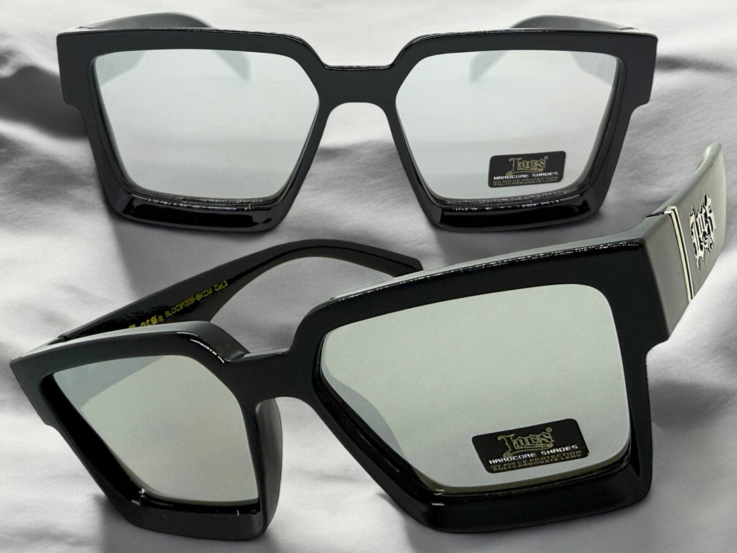 Classic Hardcore Biker Gangster Style LOCS SUNGLASSES Black Frame - Silver Lens 91209