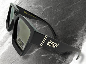 Classic Hardcore Biker Gangster Style LOCS SUNGLASSES Black Frame - Silver Lens 91209
