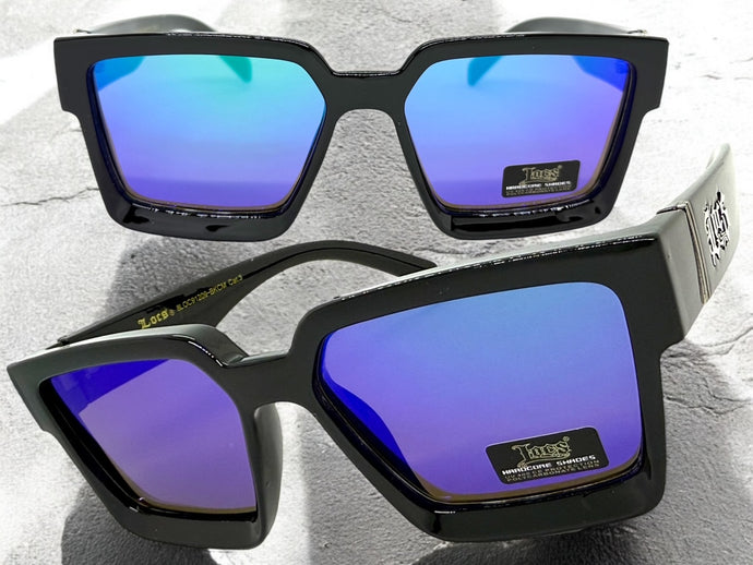 Classic Hardcore Biker Gangster Style LOCS SUNGLASSES Black Frame - Green Lens 91209