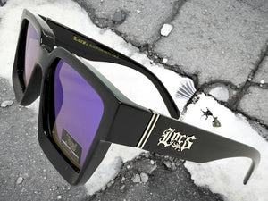 Classic Hardcore Biker Gangster Style LOCS SUNGLASSES Black Frame - Green Lens 91209