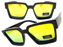 Classic Hardcore Biker Gangster Style LOCS SUNGLASSES Black Frame - Gold Lens 91209