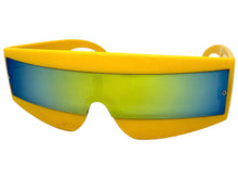Space Futuristic Robotic Cyclops Shield Costume Party SUNGLASSES Yellow Frame - Gold Lens K019