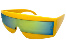 Space Futuristic Robotic Cyclops Shield Costume Party SUNGLASSES Yellow Frame - Gold Lens K019