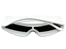 Space Futuristic Robotic Cyclops Shield Costume Party SUNGLASSES White Frame - Blue Lens K019