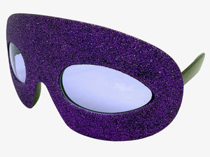 Vibrant Mardi Gras Party Club Beach Cruise Raver Festival SUNGLASSES Fun Shades Purple Glitter Frame 1238