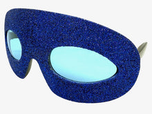 Vibrant Mardi Gras Party Club Beach Cruise Raver Festival SUNGLASSES Fun Shades Blue Glitter Frame 1238