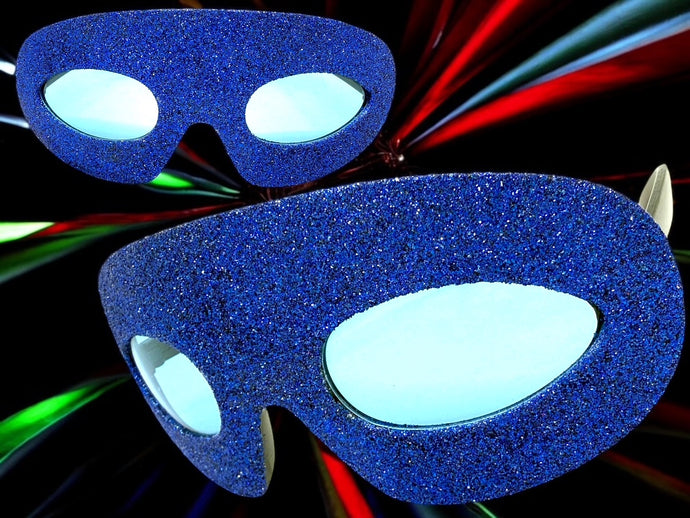 Vibrant Mardi Gras Party Club Beach Cruise Raver Festival SUNGLASSES Fun Shades Blue Glitter Frame 1238
