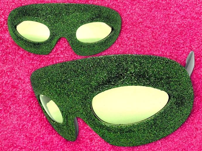 Vibrant Mardi Gras Party Club Beach Cruise Raver Festival SUNGLASSES Fun Shades Green Glitter Frame 1238