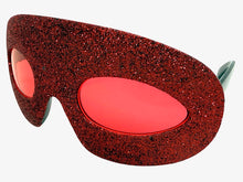 Vibrant Mardi Gras Party Club Beach Cruise Raver Festival SUNGLASSES Fun Shades Red Glitter Frame 1238