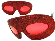 Vibrant Mardi Gras Party Club Beach Cruise Raver Festival SUNGLASSES Fun Shades Red Glitter Frame 1238