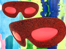 Vibrant Mardi Gras Party Club Beach Cruise Raver Festival SUNGLASSES Fun Shades Red Glitter Frame 1238