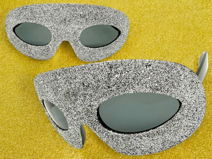 Vibrant Mardi Gras Party Club Beach Cruise Raver Festival SUNGLASSES Fun Shades Silver Glitter Frame 1238