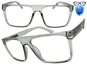 Classy Elegant Modern Contemporary Style Clear Lens Blue Light Block Computer EYEGLASSES Gray Frame 15011
