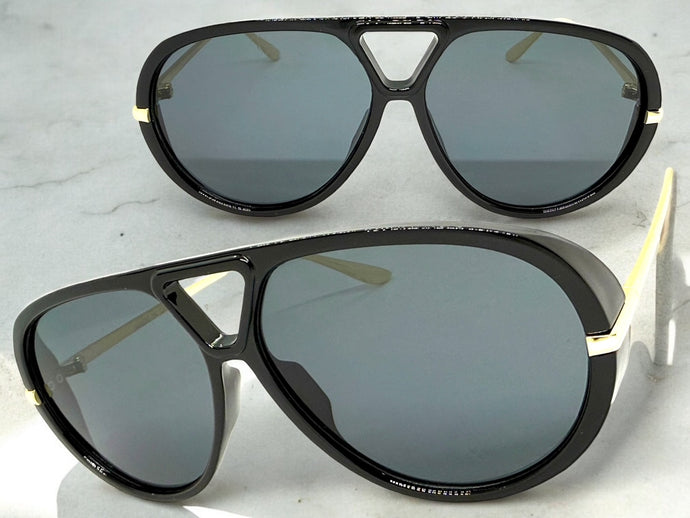 Oversized Vintage Retro Aviator Style SUNGLASSES Large Black & Gold Frame 26008