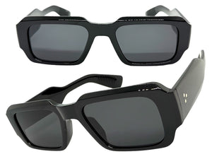 Classic Vintage Retro Style SUNGLASSES Thick Square Black Frame - Dark Lens 74002