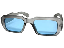 Classic Vintage Retro Style SUNGLASSES Thick Square Gray Frame - Blue Lens 74002