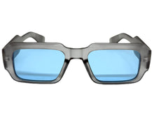 Classic Vintage Retro Style SUNGLASSES Thick Square Gray Frame - Blue Lens 74002