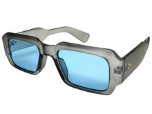Classic Vintage Retro Style SUNGLASSES Thick Square Gray Frame - Blue Lens 74002