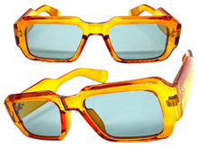 Classic Vintage Retro Style SUNGLASSES Thick Square Orange Frame - Gray Lens 74002