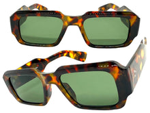 Classic Vintage Retro Style SUNGLASSES Thick Square Tortoise Frame - Green Lens 74002