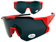 Oversized Retro Sporty Wrap Around Shield Style SUNGLASSES Large Red Frame - Dark Lens 5331