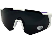 Oversized Retro Sporty Wrap Around Shield Style SUNGLASSES Large White Frame - Dark Lens 5331