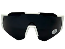 Oversized Retro Sporty Wrap Around Shield Style SUNGLASSES Large White Frame - Dark Lens 5331