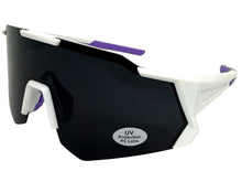 Oversized Retro Sporty Wrap Around Shield Style SUNGLASSES Large White Frame - Dark Lens 5331