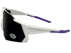Oversized Retro Sporty Wrap Around Shield Style SUNGLASSES Large White Frame - Dark Lens 5331