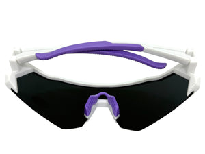 Oversized Retro Sporty Wrap Around Shield Style SUNGLASSES Large White Frame - Dark Lens 5331