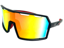 Oversized Retro Sporty Wrap Around Shield Style SUNGLASSES Large Black Frame - Gold Lens 5314