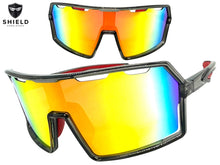 Oversized Retro Sporty Wrap Around Shield Style SUNGLASSES Large Gray Frame - Gold Lens 5314