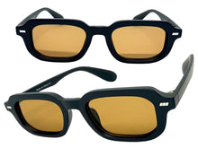 Classic Vintage Retro Style SUNGLASSES Geometric Matte Black Frame - Brown Lens 1257