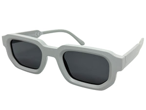 Classic Vintage Retro Style SUNGLASSES Matte Light Gray Frame - Dark Lens 80791