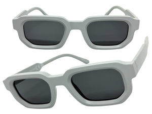 Classic Vintage Retro Style SUNGLASSES Matte Light Gray Frame - Dark Lens 80791