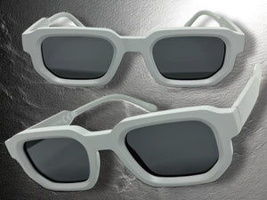 Classic Vintage Retro Style SUNGLASSES Matte Light Gray Frame - Dark Lens 80791