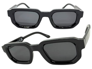 Classic Vintage Retro Style SUNGLASSES Geometric Black Frame - Dark Lens 80791