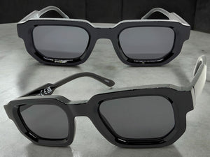 Classic Vintage Retro Style SUNGLASSES Geometric Black Frame - Dark Lens 80791