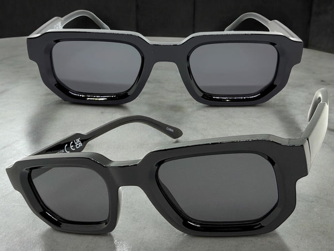Classic Vintage Retro Style SUNGLASSES Geometric Black Frame - Dark Lens 80791