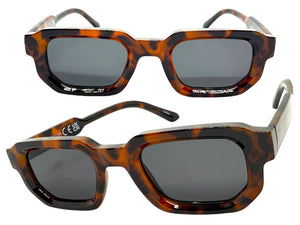 Classic Vintage Retro Style SUNGLASSES Geometric Tortoise Frame - Dark Lens 80791