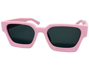 Classic Vintage Retro Style SUNGLASSES Thick Pink Frame - Dark Lens 1402