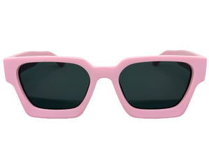 Classic Vintage Retro Style SUNGLASSES Thick Pink Frame - Dark Lens 1402