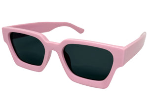 Classic Vintage Retro Style SUNGLASSES Thick Pink Frame - Dark Lens 1402