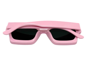 Classic Vintage Retro Style SUNGLASSES Thick Pink Frame - Dark Lens 1402