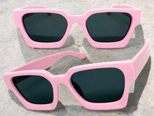 Classic Vintage Retro Style SUNGLASSES Thick Pink Frame - Dark Lens 1402