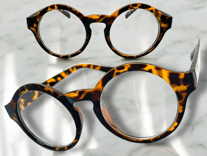 Classic Elegant Vintage Retro Style Clear Lens EYEGLASSES Round Tortoise Frame 7450