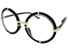 Classic Elegant Vintage Retro Style Clear Lens EYEGLASSES Round Black & Silver Frame 8139