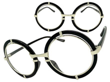 Classic Elegant Vintage Retro Style Clear Lens EYEGLASSES Round Black & Silver Frame 8139